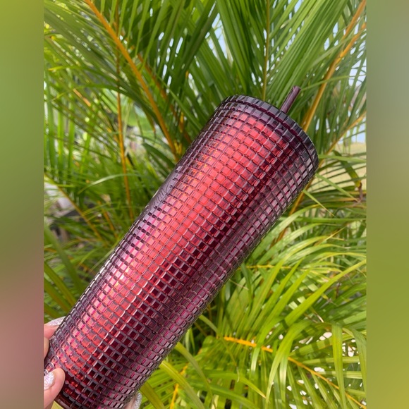 Starbucks Plum Maroon Grid Studded Cold Cup Tumbler Venti 24oz Insulated NWT - Picture 12 of 14